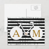 Carte Postale bicyclette monogrammée noir et blanc (Devant / Derrière)