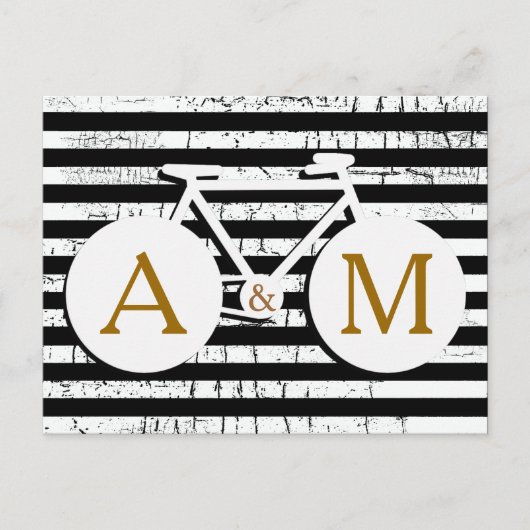 Carte Postale bicyclette monogrammée noir et blanc (Devant)
