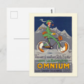 Carte Postale Bicyclette Omnium Poster vintage 1924 (Devant / Derrière)