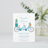 Carte Postale Bicyclette pour deux couples Douche Invitation Car (Debout devant)