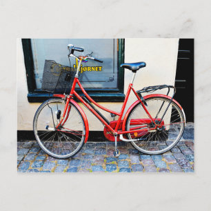 Carte Postale Bicyclette rouge, Copenhague, Danemark