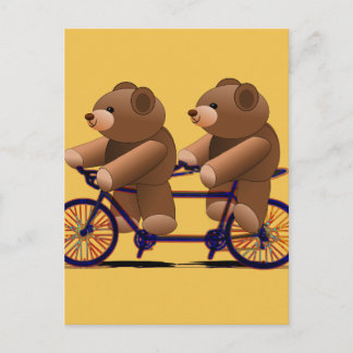 Carte Postale Bicyclette Tandem, Teddy Bear Print