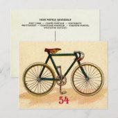 Carte Postale Bicyclette vintage (Devant / Derrière)
