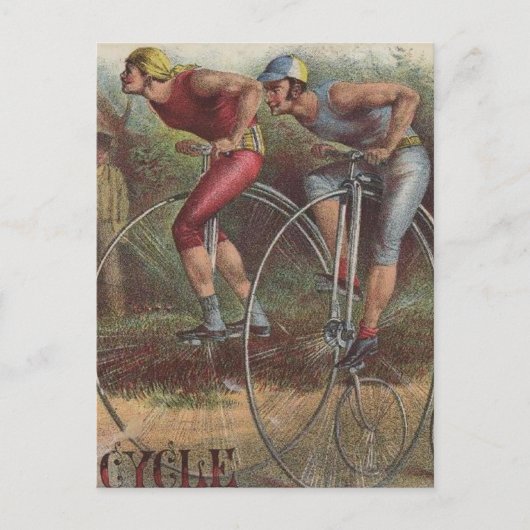 Carte Postale Bicyclettes victoriennes haute roue (Devant)