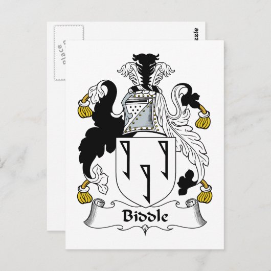 Carte Postale Biddle Family Crest (Devant / Derrière)