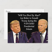Carte Postale Biden dit à Trump, Just Shut Man, Citations (Devant / Derrière)
