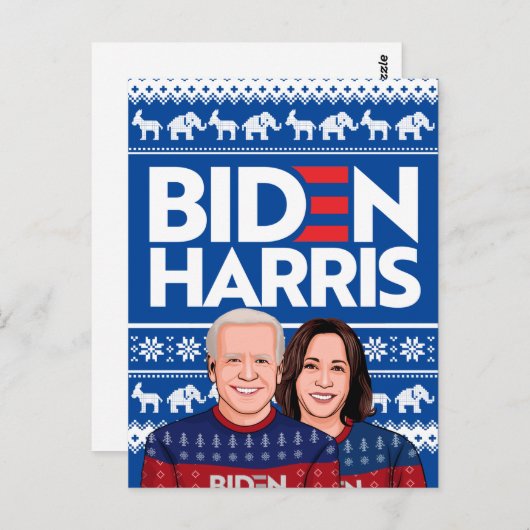 CARTE POSTALE BIDEN HARRIS UGLY SWEATER (Devant / Derrière)