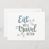 Carte Postale Bien manger voyager souvent (Devant / Derrière)