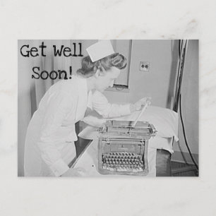 Carte Postale Bien Se Bien Bientôt Infirmière & Machine Vintage