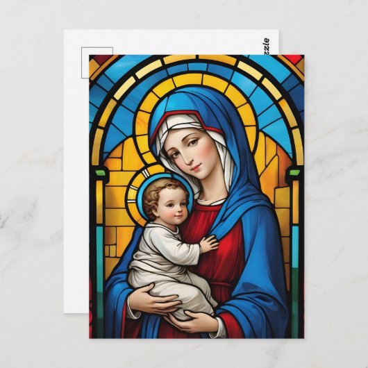 Carte Postale Bienheureuse Mère Marie et Bébé Jésus - Vierge Mar (Devant / Derrière)