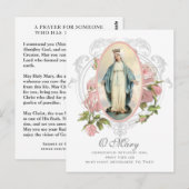 Carte Postale Bienheureuse Vierge Marie Prière catholique pour l (Devant / Derrière)