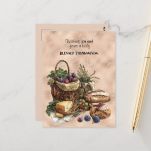 Carte Postale Bienheureux Fromage et raisins de pain de Thanksgi