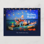 Carte Postale Bienheureux Noël Bateau Éclairé (Devant)