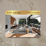 Carte Postale Biens juste listés Marine & Gold Realty Marketing<br><div class="desc">Elegant Navy and Gold Real Estate Property For Sale carte postale marketing avec espace pour votre logo et une grande photo de propriété. Cette carte postale personnalisable marine bleu et faux or marketing immobilier dispose d'un design moderne avec de l'espace pour votre texte personnalisé et des détails de propriété. Une...</div>