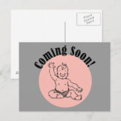 Carte Postale Bientôt bébé en rose (Devant / Derrière)