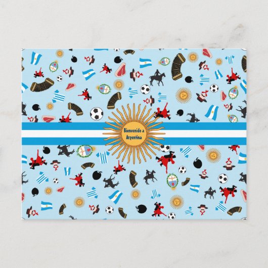 Carte Postale Bienvenido a Argentine- objets célèbres de l'Argen (Devant)