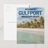 Carte Postale Bienvenue à Gulfport Mississippi Beach (Devant / Derrière)