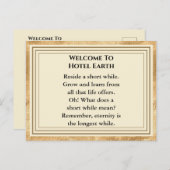 Carte Postale Bienvenue À Hotel Earth (Devant / Derrière)