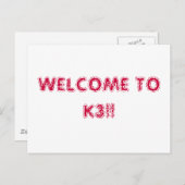 CARTE POSTALE BIENVENUE À K3 ! ! (Devant / Derrière)