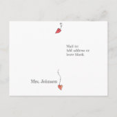 Carte Postale Bienvenue à la classe Enseignant Coeurs et Oiseaux (Dos)