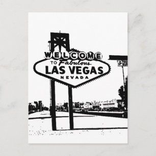 Carte Postale Bienvenue à la Fabuleuse Las Vegas B&W Vector Grap