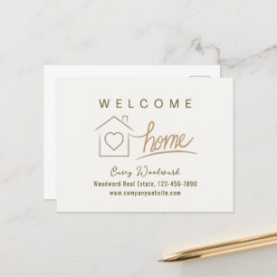 Carte Postale Bienvenue à la maison immobilière simple propre mi