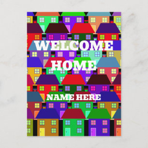CARTE POSTALE BIENVENUE À LA MAISON MAISONS COLORÉES SUR MESURE