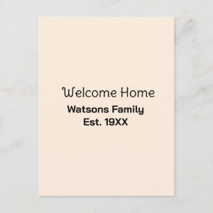 Carte Postale Bienvenue à la maison nom de famille année de créa
