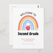 Carte Postale Bienvenue à la Rainbown couleur Pastel de 2e année (Devant / Derrière)