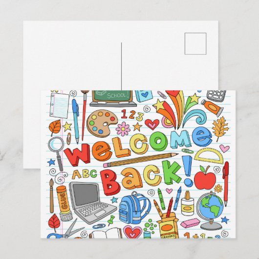 Carte Postale Bienvenue À L'École (Devant / Derrière)