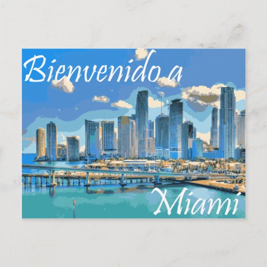 Carte Postale Bienvenue à Miami Espagne Peinture Effet Image (Devant)