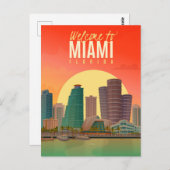 Carte Postale Bienvenue à Miami Floride (Devant / Derrière)