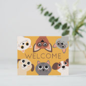 Carte Postale Bienvenue à notre bureau Animaux de compagnie Vété (Debout devant)