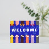 Carte Postale Bienvenue à notre bureau Chien Chat Animaux de com (Debout devant)