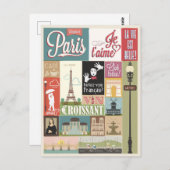 Carte Postale Bienvenue à Paris Vintage (Devant / Derrière)