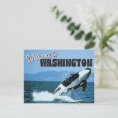 Carte Postale Bienvenue à Washington State avec Orca Whale (Debout devant)