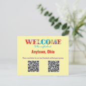 Carte Postale BIENVENUE au code QR personnalisé de voisinage (Debout devant)