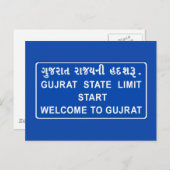 Carte Postale Bienvenue Au Gujarat, Panneau Routier, Inde (Devant / Derrière)