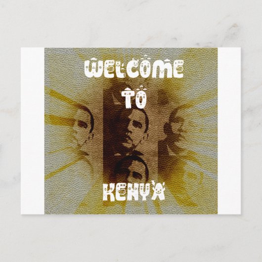 Carte Postale Bienvenue au Kenya avec Obama Collage (Devant)