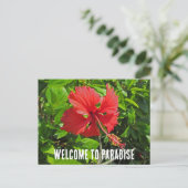 Carte Postale Bienvenue au Paradis Maison de la Fleur Tropicale  (Debout devant)