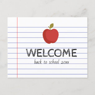 Carte Postale Bienvenue au retour à l'école Jolie pomme