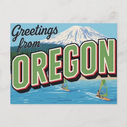 Carte Postale Bienvenue au windsurf de la montagne de l'Oregon (Devant)