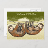 Carte postale Bienvenue Baby Sloth (Devant / Derrière)