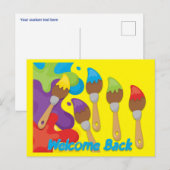 Carte Postale Bienvenue Brosses à peintures Primaire Couleurs Pe (Devant / Derrière)