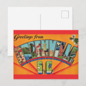 Carte Postale Bienvenue coloré Greenville SC (Devant / Derrière)