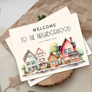 Carte Postale Bienvenue dans les maisons colorées modernes du qu