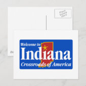 Carte Postale Bienvenue dans l'Indiana - Panneau routier USA (Devant / Derrière)