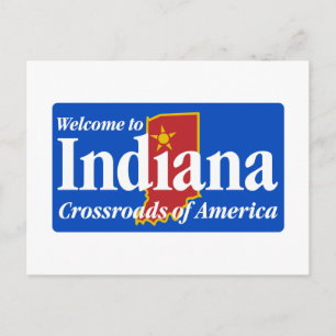Carte Postale Bienvenue dans l'Indiana - Panneau routier USA