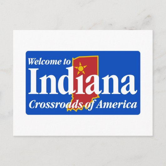 Carte Postale Bienvenue dans l'Indiana - Panneau routier USA (Devant)