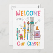 Carte Postale Bienvenue dans Notre Classe (verticale) (Devant / Derrière)